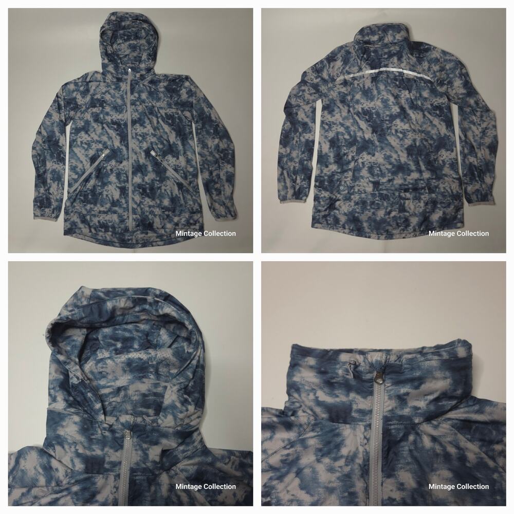 Lululemon Miss Misty Jacket Windbreaker Blue Tie Dye Packable Hood Full Zip 10